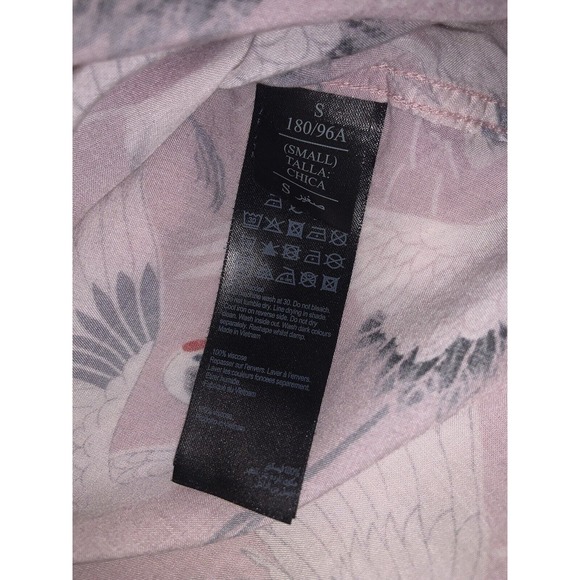 All Saints Pink Crane Print Casual Button Down Shirt - Picture 5 of 6